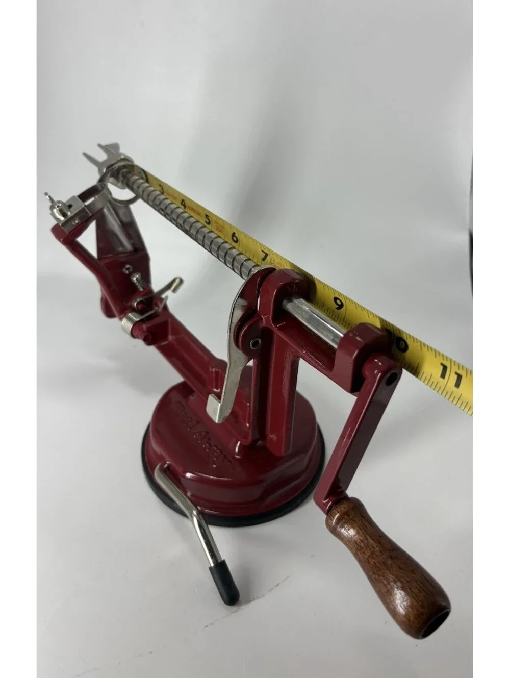 Back To Basics “Peel Away” Apple Peeler Corer Slicer Red Hand Crank With Box